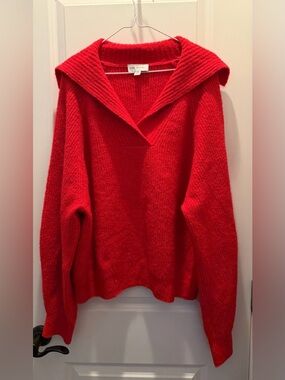 Free Assembly  Red V-Neck Sailor Collar Sweater